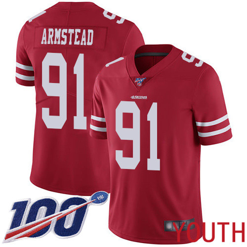 San Francisco 49ers Limited Red Youth Arik Armstead Home NFL Jersey #91 100th Season Vapor Untouchable